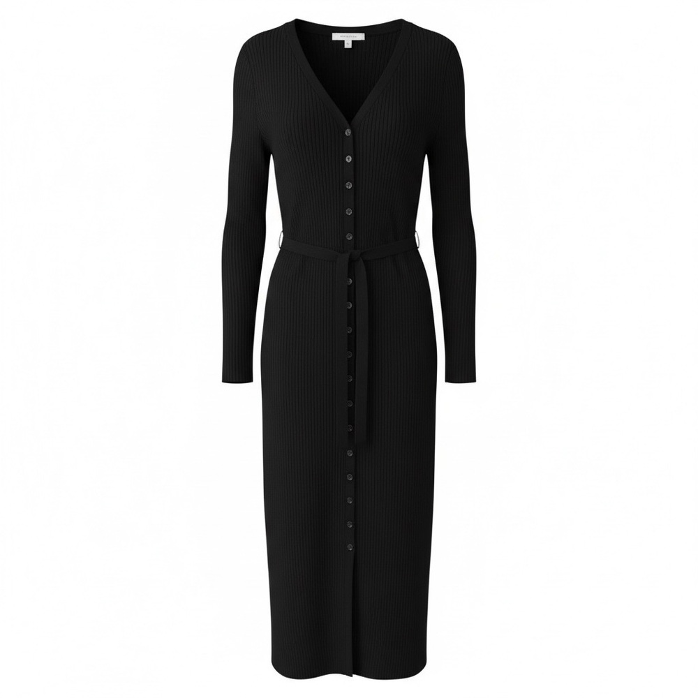 & Other Stories Paris Atelier Ribbed Midi Sweater Dress (BLACK) SIZE SMALL